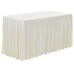 vidaXL Obrusy z falbaną, elastyczne, 2 szt., 243 x 76 x 74 cm, kremowe - Obrusy i serwetki - miniaturka - grafika 1