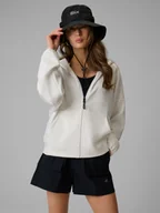 Bluzy damskie - 4F Bluza dresowa regular z kapturem damska - biała XS - miniaturka - grafika 1