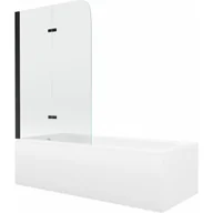 Wanny - Mexen Vega wanna prostokątna 160 x 70 cm z obudową i parawanem 2-skrzydłowym 100 cm, transparent, czarny - miniaturka - grafika 1