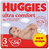 Pieluchy - Huggies Pieluchy Ultra Comfort Jumbo Pack Rozmiar 3 4-9kg 56szt - miniaturka - grafika 1