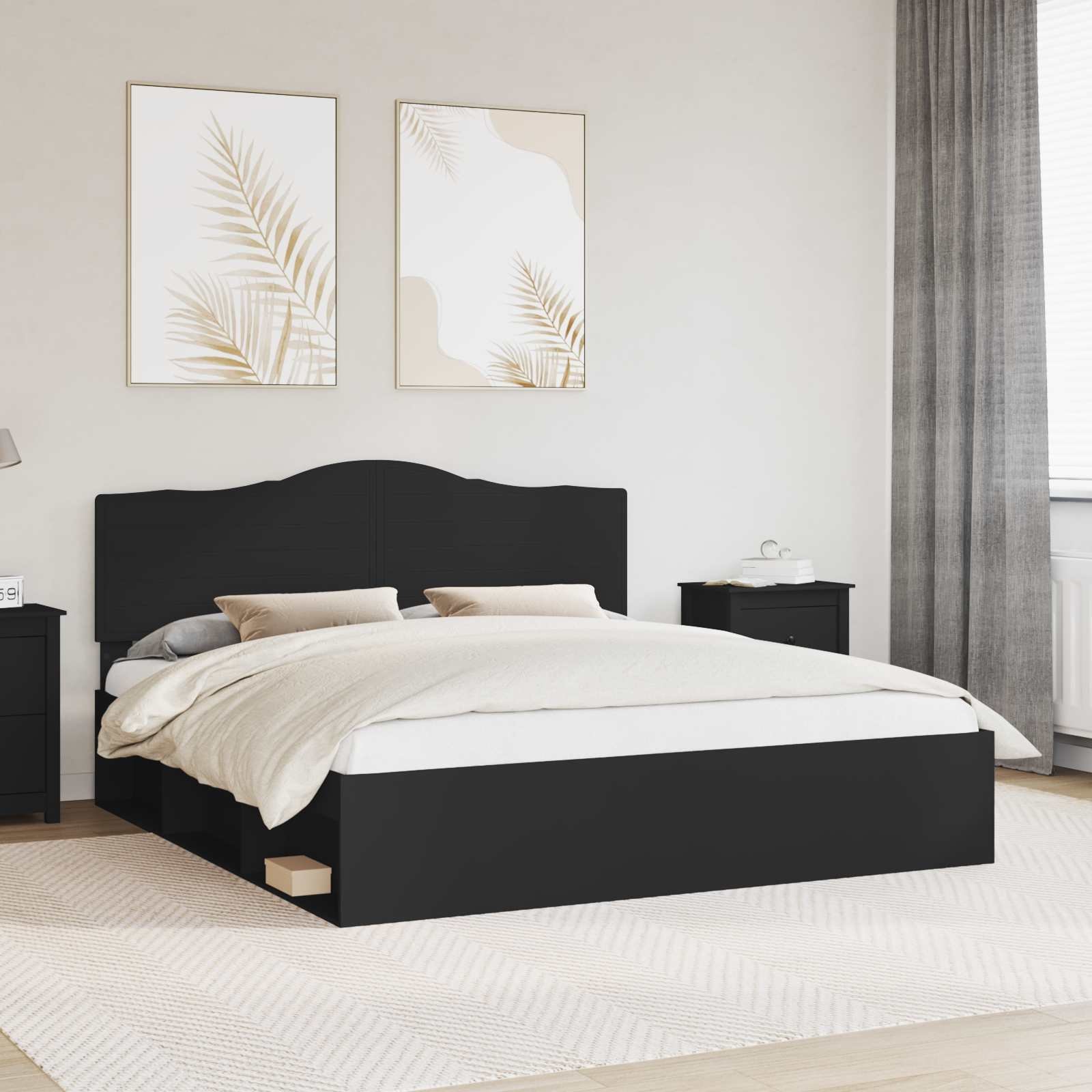 vidaXL Ramka łóżka czarny 180 x 200 cm Lekka sosnowa deska
