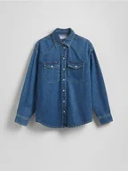 Moda i Uroda OUTLET - Reserved - Jeansowa koszula oversize - niebieski - miniaturka - grafika 1