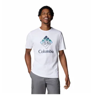 Koszulka męska Columbia M Rapid Ridge™ Graphic Tee Rozmiar: XXL / Kolor: biały/niebieski - Koszulki sportowe męskie - miniaturka - grafika 1