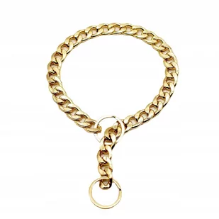 Obroża dla psa ZŁOTA Pozłacana metalowa rozmiar L - Obroże dla psów - miniaturka - grafika 1