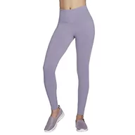 Legginsy - Skechers Damskie legginsy Gowalk z wysokim stanem, szaro-fioletowe, Fioletowy, XL - miniaturka - grafika 1
