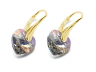 Kolczyki - Kolczyki pozłacane srebro 925 z kryształami Swarovski Serca 10mm Black Diamond AB - miniaturka - grafika 1