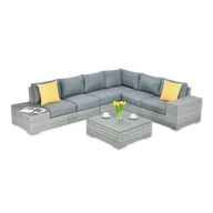 Meble ogrodowe - Zestaw mebli FOCUS GARDEN MALAGA AVOCADO STONE, szary, 5 elementów - miniaturka - grafika 1