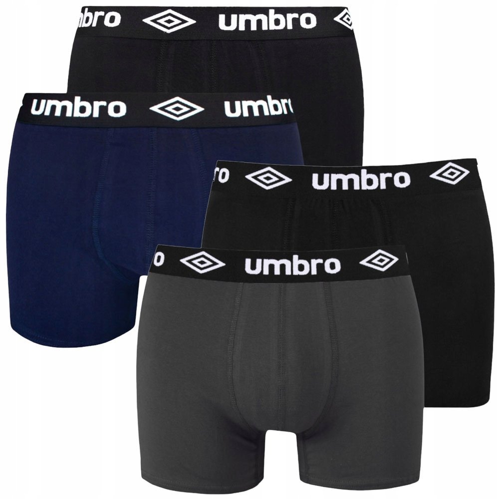 UMBRO BOKSERKI MĘSKIE MAJTKI 4PAK CZARNE/GRANATOWE/GRAFITOWE r.L