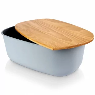 Chlebak pojemnik na pieczywo z drewnianą deską szary 39x23,5x15,5 cm kod: O-259177 - Chlebaki - miniaturka - grafika 1