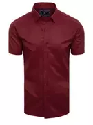 Koszule męskie - Koszula męska z krótkim rękawem bordowa Dstreet KX0991 - miniaturka - grafika 1