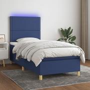 Łóżka - Lumarko Łóżko kontynentalne z materacem, niebieskie, 100x200cm, tkanina - miniaturka - grafika 1