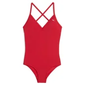 Stroje kąpielowe - Damski strój kąpielowy Puma V-neck Padded Swimsuit Rozmiar: L / Kolor: czerwony - miniaturka - grafika 1