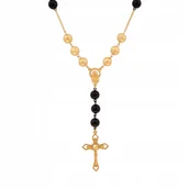 Naszyjniki - RÓŻANIEC NA SZYJĘ CZARNO-ZŁOTY (C15/ROZ/42AU-KOLOR) - miniaturka - grafika 1