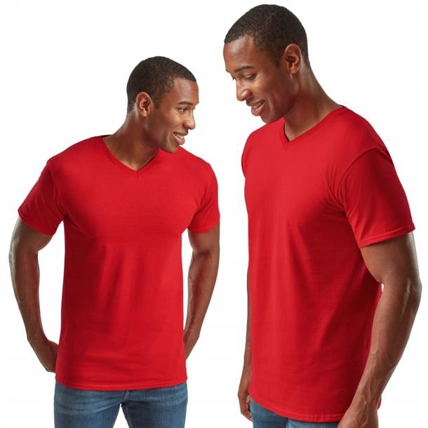 Koszulka Męska 100% Bawełna FRUIT T-Shirt serek 610660 V-neck CZERWONY XL