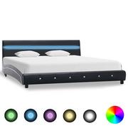 Łóżka - Rama łóżka czarna, LED, bez materaca, 180x200 - miniaturka - grafika 1