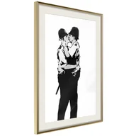 Plakaty - Plakat - Banksy: Kissing Coppers I (rozmiar 40x60, wykończenie Rama złota z passe-partout) - miniaturka - grafika 1