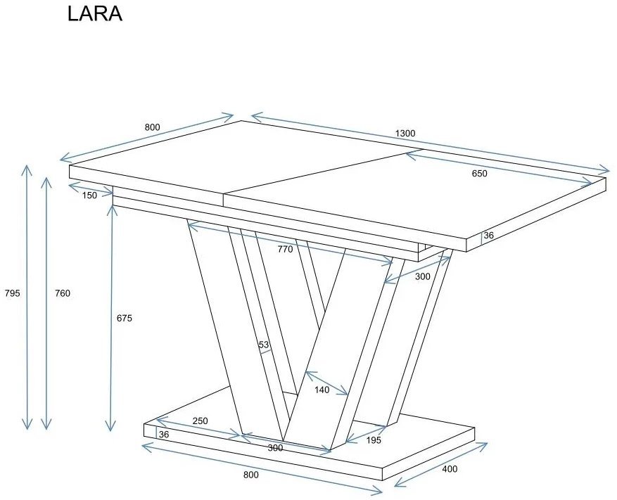 Stół rozkładany LARA 130210x80 dąb stirling ENDO