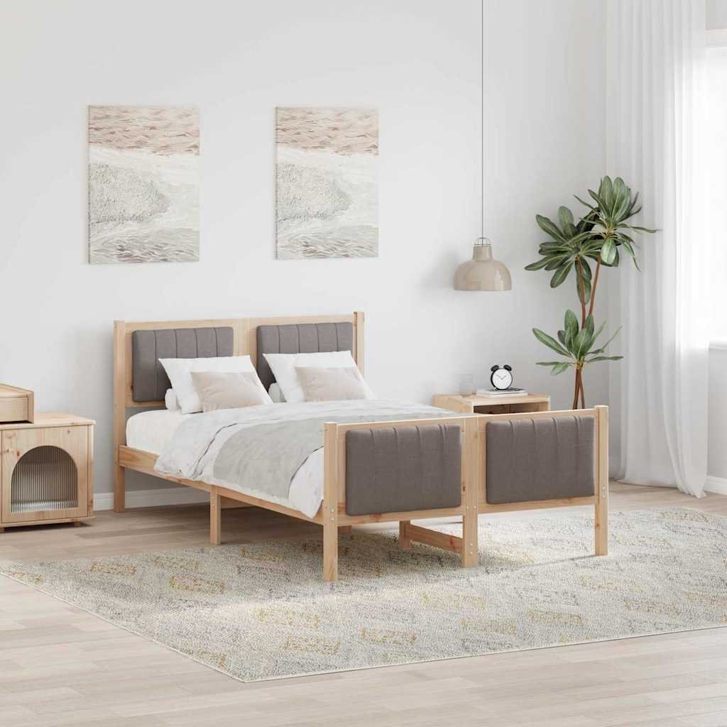 vidaXL vidaXL Rama łóżka Brązowy i taupe 120 x 190 cm Lite drewno sosnowe