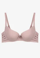 Biustonosze - Fioletowy Biustonosz Gładki z Efektem Push-Up i Wycięciami Roselily - miniaturka - grafika 1