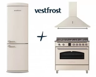 VestFrost Linia Beżowa - zestaw retro : kuchnia gazowo-elektryczna + okap + lodówka - Zestawy AGD - miniaturka - grafika 1