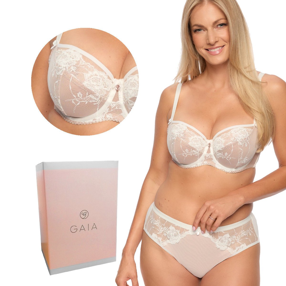 Biustonosz z koronką Soft Aida 1284 miękki ecru mokka 70F