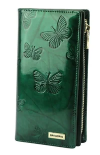 Portfel Damski Skórzany GREGORIO Lakierowany Długi Z Suwakiem Na Zewnątrz BTS-124 ZIELONY 19,5 x 10 x 3,5 [cm] - Portfele - miniaturka - grafika 1
