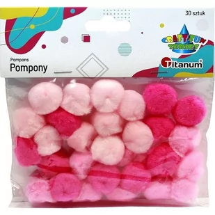 Pompony akrylowe 25mm różowe 30szt - Titanum - Zabawki kreatywne - miniaturka - grafika 1
