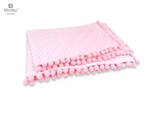 Kocyk 75X100 Cm Minky Z Pomponikami Róż - Koce i narzuty dla dzieci Kocyk 75X100 Cm Minky Z Pomponikami Róż - Koce i narzuty dla dzieci - miniaturka - grafika 1