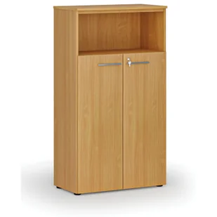 Szafa biurowa kombinowana PRIMO WOOD, drzwi na 3 poziomach, 1434 x 800 x 420 mm, buk - Szafy biurowe - miniaturka - grafika 1