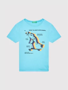 Koszulki dla chłopców - Benetton United Colors Of T-Shirt 3096C155I Niebieski Regular Fit - grafika 1