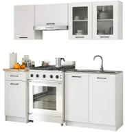 Meble kuchenne - Mały komplet białych mebli kuchennych z witryną 180 cm - Vivienne - miniaturka - grafika 1