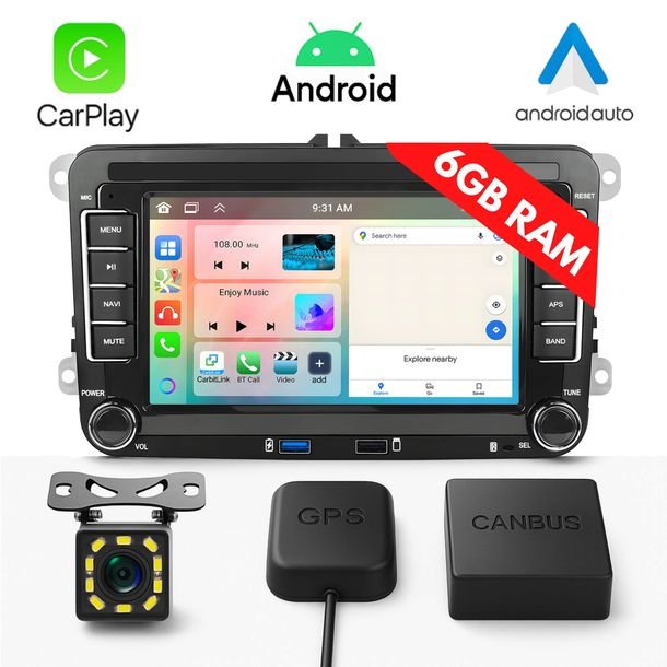 Radio 6gb Ram Do Volkswagen Seat Skoda Passat B6 B7 Golf 5 V 6 Usb Android
