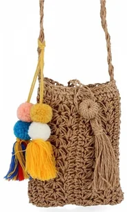 Ratanowa Torebka Listonoszka Damska firmy David Jones Ciemno Beżowa - Torebki damskie - miniaturka - grafika 1