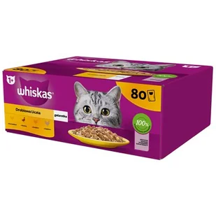 WHISKAS Adult 80 x 85g Drobiowa Uczta - mokra karma dla dorosłych kotów, w galaretce z: kurczakiem, kaczką, drobiem, indykiem - Mokra karma dla kotów - miniaturka - grafika 2
