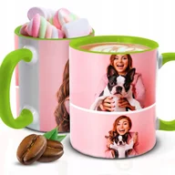 Kubki - Kubek Z Nadrukiem ZDJĘCIA GRAFIKI PERSONALIZACJA Zielono Biały Kreator - miniaturka - grafika 1