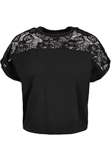 Koszulki i topy damskie - Urban Classics Damska koszulka z krótkim rękawem typu t-shirt, oversized Lace Tee, czarny, 3XL - grafika 1
