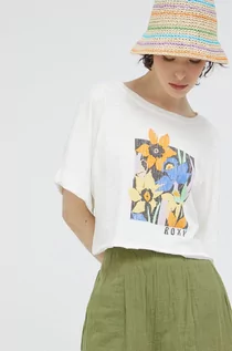 Koszulki sportowe damskie - Roxy t-shirt damski kolor biały - grafika 1
