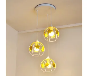 Żyrandol dziecięcy na lince STARS 3xE27/15W/230V żółty/biały - Wyposażenie pokoiku dziecięcego - miniaturka - grafika 1