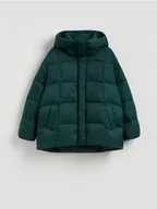 Kurtki damskie - Reserved - Puchowa kurtka z kapturem - morski - miniaturka - grafika 1