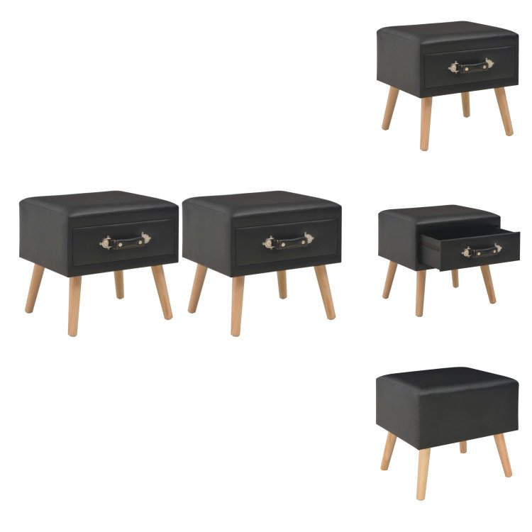 vidaXL Szafki nocne 2 szt. czarne 40 x 35 x 40 cm imitacja skóry - Szafki nocne