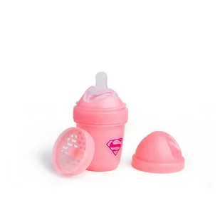 Herobility butelka antykolkowa HeroBottle 140 ml, Supergirl + smoczek S (0 m+) scandinavian-baby-10054-0 - Butelki dla niemowląt - miniaturka - grafika 1