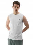 Koszulki męskie - Koszulka męska tank top bez rękawów biała 4F WSS24 TSLEM075 - miniaturka - grafika 1