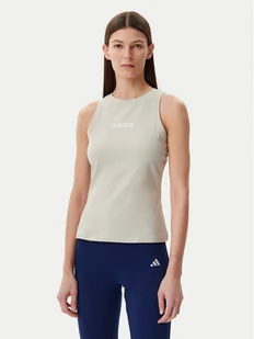 adidas Top Essentials Linear JC5790 Beżowy Slim Fit - Koszulki i topy damskie - miniaturka - grafika 1