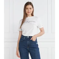 Koszulki i topy damskie - Tommy Hilfiger T-shirt REG CORP LOGO C-NK SS | Regular Fit - miniaturka - grafika 1