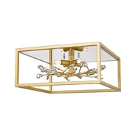 Lampy sufitowe - Złoty, kwadratowy plafon z kryształkami C0578-04A-B5V7 z serii SPRING - miniaturka - grafika 1