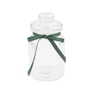 Pojemniki kuchenne - Pojemnik do przechowywania szklany z zieloną kokardką 900 ml - miniaturka - grafika 1