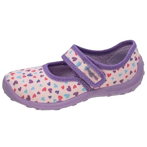 Fischer Markenschuh Dziewczęce kapcie na rzep, balerina z serduszkami