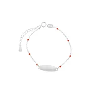 Biżuteria dla dzieci - Srebrna bransoletka dziecięca 925 Blaszka Czerwone Koraliki - miniaturka - grafika 1