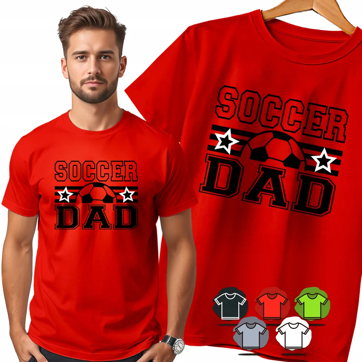 KOSZULKA MĘSKA T-SHIRT - SOCCER DAD GWIAZDY PIŁKARSKI WZÓR - L
