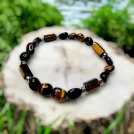 Bransolety męskie - Bransoletka Męska Czarny Turmalin i Tygrysie Oko Siła i Ochrona - miniaturka - grafika 1
